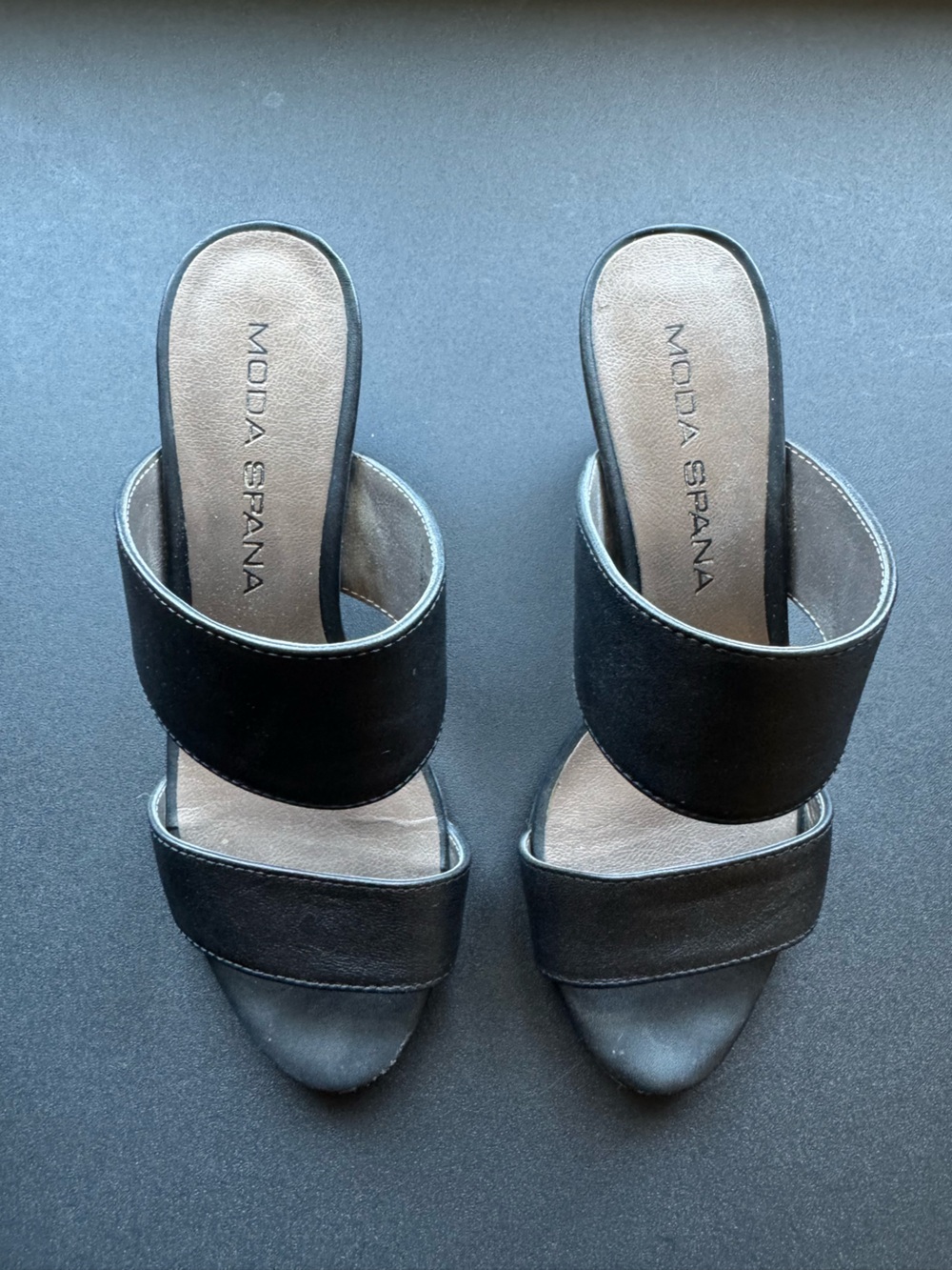 Moda Spana Black Double-Band Slide Mules